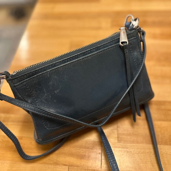 HOBO Cadence denim blue leather cross body / wristlet w/convertible straps - Picture 5 of 16